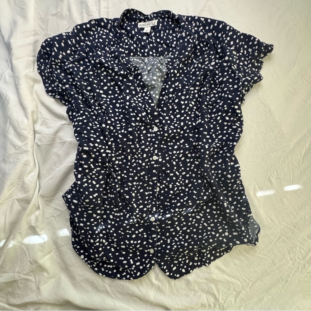 JCrew Navy Polka Dot Women's Top